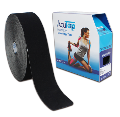 Acutop - Premium Kinesiotape Jumbo - Zwart - 5cmx32m - Intertaping.nl