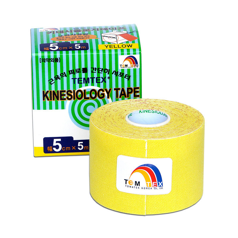 Temtex - Kinesiologie tape - Geel - 5cmx5m - voor Oedeemtherapie - Intertaping.nl