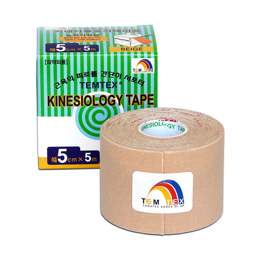 Temtex - Kinesiologie tape - Beige - 5cmx5m - voor Oedeemtherapie - Intertaping.nl
